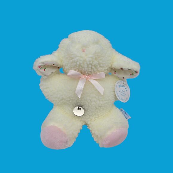 Musical Eden w/Tags Sherpa Plush Lamb Around the World Lullaby Vintage Baby Toy - Picture 2 of 13